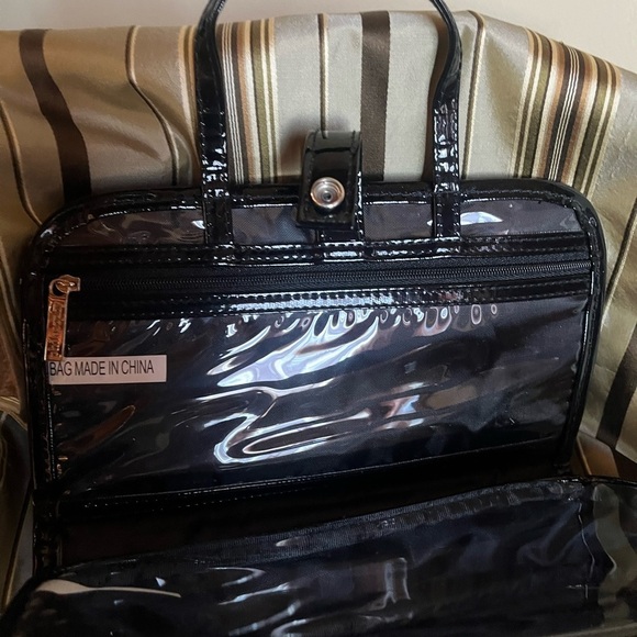 2/$30 PHILOSOPHY Black Patent Cosmetic Makeup Bag Organizer Travel Case. - Picture 8 of 12